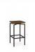 Amisco's Atlas Backless Swivel Metal Barstool with Square Wood Seat - In Brown