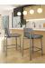 Amisco's Waverly Stationary Modern Bar Stool with Low Back in Light Gray in Modern Brown and White Kitchen