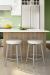 Amisco's Zip Backless Swivel Stool in Silver Metal and Off-White Seat Cushion in Green and Brown Kitchen