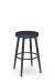 Amisco's Zip Black Backless Round Bar Stool with Blue Seat