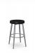 Amisco's Zip Backless Contemporary Swivel Bar Stool in Silver Metal and Black Cushion