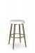 Amisco's Zip Gold Round Backless Swivel Bar Stool with White Seat