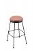 Holland's 3030 Backless Metal Bar Stool in Black Metal and Medium Maple Wood Seat Finish