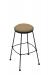 Holland's 3030 Backless Metal Bar Stool in Black Metal and Brown Seat Cushion