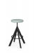 Amisco's Uplift Black Backless Adjustable Industrial Bar Stool with Blue Seat Cushion