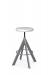 Amisco's Uplift Backless Silver Adjustable Swivel Bar Stool with White Seat Cushion