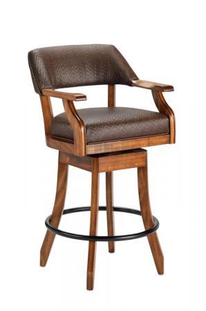 Darafeev's Patriot Wood Upholstered Swivel Bar Stool with Arms