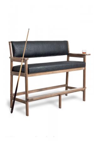 Maple Wood Finish: Rustic Pewter • Seat and Back Cushion: Poison 09 Coal, faux leather • Footplate Finish: Antique Brass