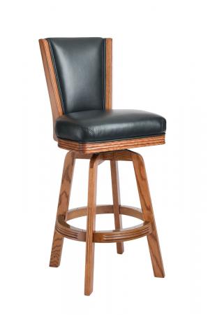 Darafeev's 615 Oak Upholstered Swivel Bar Stool with Back in Leather