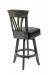 Darafeev's Nomad Wood Upholstered Swivel Bar Stool with Back in Black Wood Finish and Black Leather Seat - View of Back