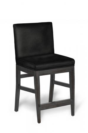 Darafeev's Roncy Modern Wood Bar Stool with Padded Seat and Back in Gray Black