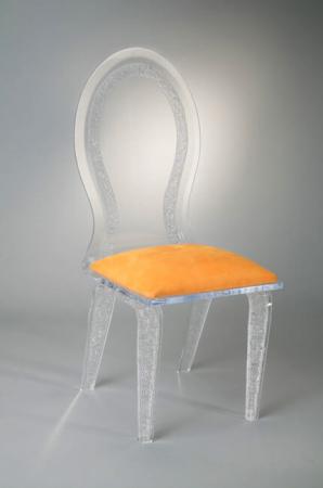 Muniz Royal Acrylic Lucite Dining Chair with Oval Shaped Back and Square Seat Cushion