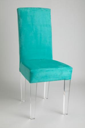 Muniz Elite Acrylic Dining Chair with Upholstered Back and Seat in Seafoam Green - Customizable