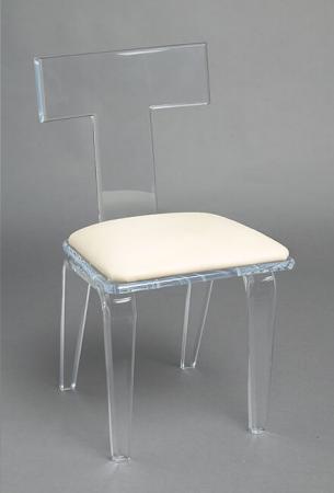 Muniz Sofia Clear Acrylic Dining Chair with T-Shaped Back and Square Seat Cushion