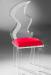 Muniz Glacier Clear Acrylic Modern Dining Chair with Red Seat Cushion