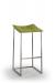 Trica's Bocca Backless Modern Silver Bar Stool with Green Seat Cushion