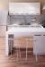 Trica's Palmo Backless Stationary Bar Stools in Modern White Kitchen