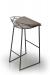 Trica's Palmo Low Back Bar Stool in Pewter Metal and Brown Vinyl