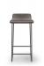 Trica's Zoey Stationary Modern Bar Stool with Low Back in Taupe Metal and Shimmer Magnetite Vinyl - Front View