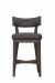 Fairfield's Juliet Modern Bar Stool with Low Curved Back in Black and Brown Leather - Front View