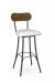 Amisco's Bean Swivel Transitional Bar Stool with Bean Shaped Hammered Wood Back, White Seat Cushion, and Espresso Metal Frame