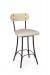 Amisco's Bean Brown Swivel Bar Stool with Natural Wood Back and Light Tan Seat