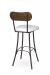 Amisco's Bean Swivel Transitional Bar Stool with Bean Shaped Hammered Wood Back, White Seat Cushion, and Espresso Metal Frame - Back View