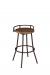 Amisco Bluffton Swivel Stool with Low Back and Wood Seat