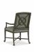 Fairfield's Clayton Upholstered Wood Dining Arm Chair with Casters in Brown - Back View