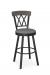 Amisco's Brittany Black Metal Swivel Bar Stool with Gray Wood Back and Gray Seat Cushion
