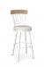 Amisco's Brittany White Swivel Bar Stool with Natural Wood Back and Seat Cushion