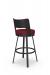 Amisco's Brock Black Swivel Bar Stool with Low Back and Red Fabric