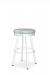 Amisco's Bryce White Backless Swivel Bar Stool with Green Fabric