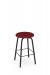 Amisco's Button Black Backless Bar Stool with Red Seat Fabric