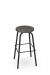 Amisco's Button Backless Swivel Bar Stool in Black Metal and Gray Seat Wood Finish