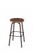 Amisco Button Backless Swivel Stool with Wood Seat