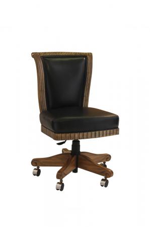 Darafeev's Bellagio Flexback Game Chair in Black Leather with Maple Wood Frame and Casters