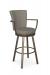Amisco's Cardin Bronze Swivel Bar Stool with Arms and Geometric Brown Pattern