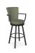 Amisco's Cardin Black Swivel Arm Stool in Black Metal and Green Fabric