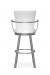 Amisco's Cardin Modern Swivel Kitchen Bar Stool with Arms in Gray and White - View of Back