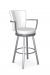 Amisco's Cardin Modern Swivel Kitchen Bar Stool with Arms in Gray and White