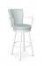 Amisco's Cardin White Modern Swivel Stool with Arms and Seafoam Green Fabric
