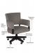 Featuring suspension seating, high resilient foam, maple wood, tilt knob to recline back, adjustable height lever, and casters or wheels on feet.
