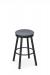 Amisco's Connor Backless Black Swivel Stool with Blue Seat Cushion Pattern