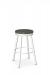 Amisco's Connor Backless White Bar Stool with 49 Mouse Gray Wood Seat