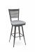 Amisco's Edwin Silver Swivel Bar Stool with Back and Blue Seat Cushion