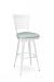 Amisco's Edwin Whit Swivel Bar Stool with Ladder Back and Green Seat Cushion