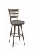 Amisco's Edwin Bronze Swivel Bar Stool with Ladder Back and Brown Geometric Pattern