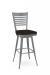 Amisco's Edwin Silver Swivel Bar Stool with Ladder Back and Dark Gray Wood Seat