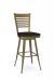 Amisco's Edwin Gold Swivel Bar Stool with Ladder Back and Gray Wood Seat